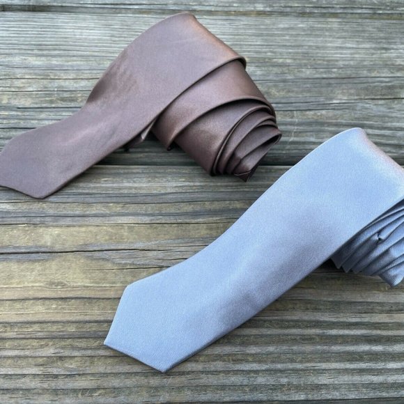 Other - Men Ties Brown and Gray Fashion Slim Tie Neck Ties Dress Shirt Ties Lot of 2
